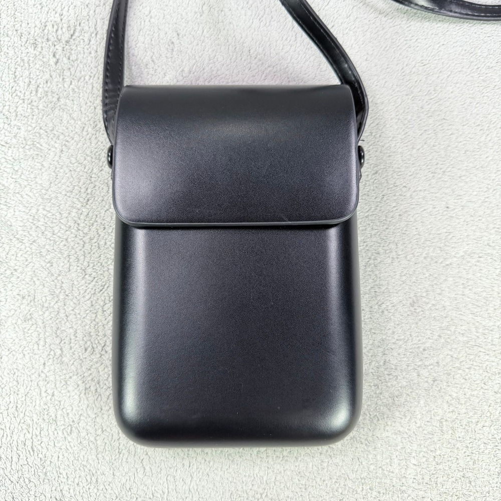 Unbranded Hardshell Crossbody Phone Bag Black Faux Leather Magnetic Snap Travel